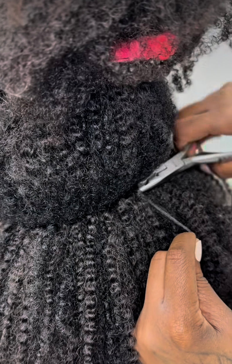 Luxury Microlinks hair extensions installed on natural hair by Miami hairstylist
