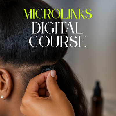 Invisible Microlinks training for hairstylists learning seamless luxury hair extension installation and natural-looking blends